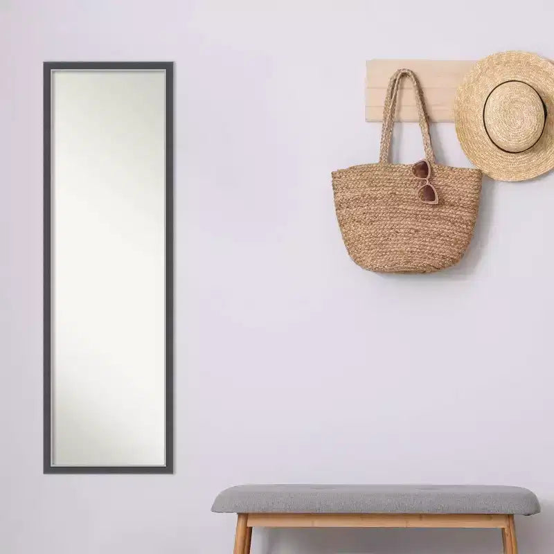 Thin Framed Full Length on the Door Mirror Black/Silver -: Polystyrene Frame, No Assembly Required