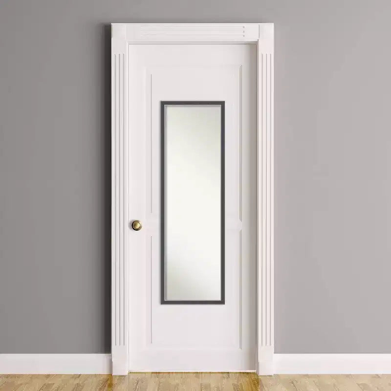 Thin Framed Full Length on the Door Mirror Black/Silver -: Polystyrene Frame, No Assembly Required