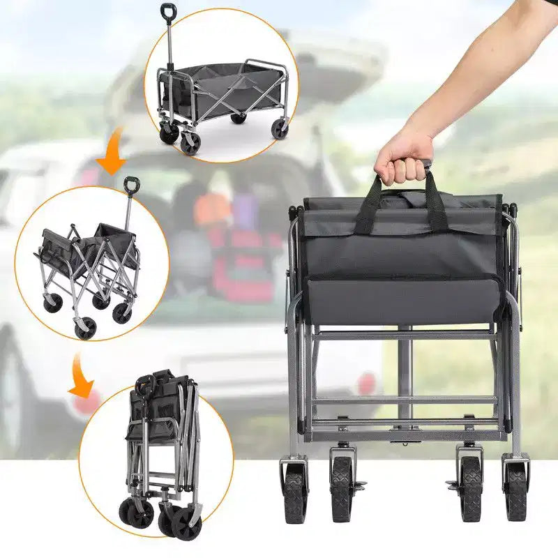 29.3'' W Black Garden Cart Portable Collapsible Utility Wagon