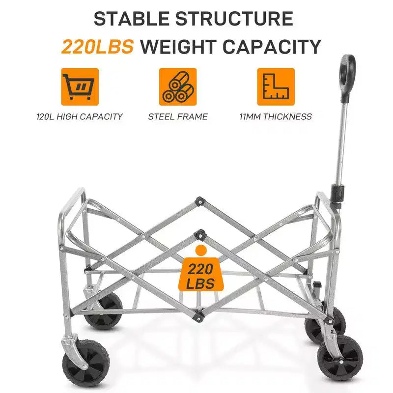 29.3'' W Black Garden Cart Portable Collapsible Utility Wagon