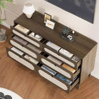 6 Rattan Drawer Dresser, with USB Ports and Outlets, 6 Chests of Drawers Storage
