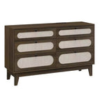 6 Rattan Drawer Dresser, with USB Ports and Outlets, 6 Chests of Drawers Storage