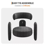 Modern Chenille Accent Chair - Mid-Century Upholstered, Cozy Round Armrest, Open Back, Round Corner Side Sitting Lounge, for Bedroom Office Cafe