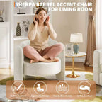 Modern Chenille Accent Chair - Mid-Century Upholstered, Cozy Round Armrest, Open Back, Round Corner Side Sitting Lounge, for Bedroom Office Cafe
