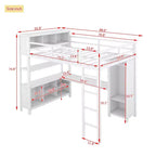 Full Size Loft Bed with Wardrobe & L-Shaped Desk,Heavy Duty Metal Bunk Beds with Storage Shelves,Modern Loft Beds for Teens & Adults