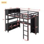 Full Size Loft Bed with Wardrobe & L-Shaped Desk,Heavy Duty Metal Bunk Beds with Storage Shelves,Modern Loft Beds for Teens & Adults