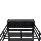 Full Size Loft Bed with Wardrobe & L-Shaped Desk,Heavy Duty Metal Bunk Beds with Storage Shelves,Modern Loft Beds for Teens & Adults