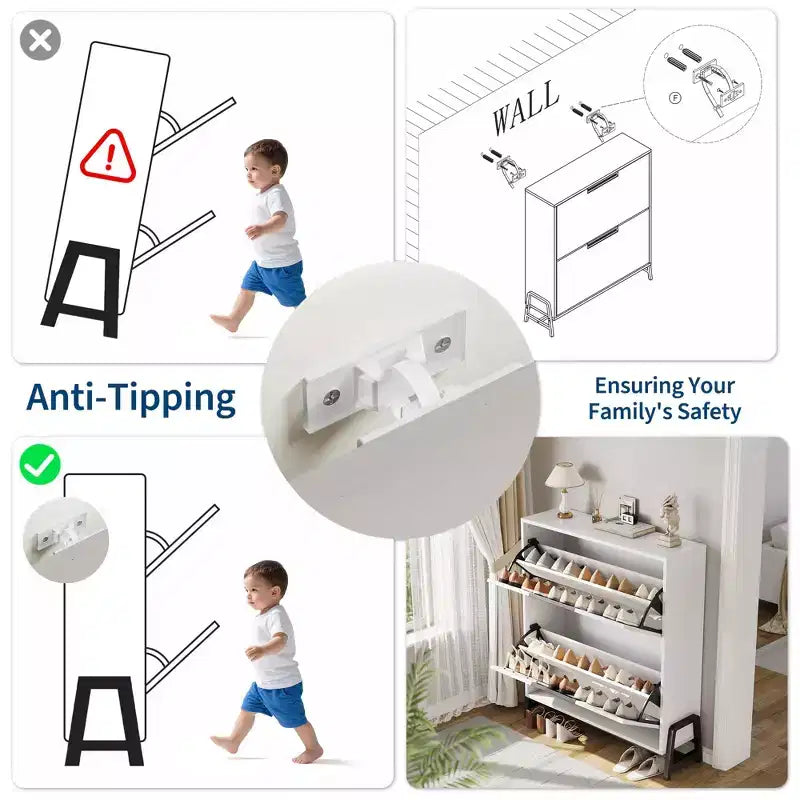 Shoe Storage Cabinet with Flip Drawers,Entryway Shoe Organizer with Drawer,Freestanding Hidden Narrow Shoe Rack Cabinet for Entryway,Hallway