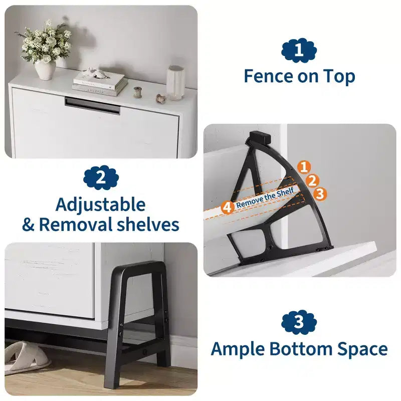 Shoe Storage Cabinet with Flip Drawers,Entryway Shoe Organizer with Drawer,Freestanding Hidden Narrow Shoe Rack Cabinet for Entryway,Hallway