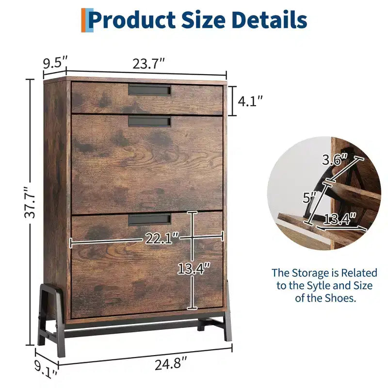 Shoe Storage Cabinet with Flip Drawers,Entryway Shoe Organizer with Drawer,Freestanding Hidden Narrow Shoe Rack Cabinet for Entryway,Hallway