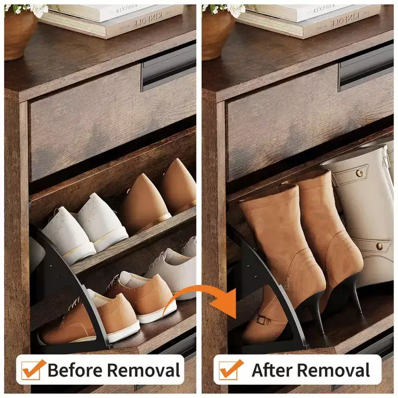 Shoe Storage Cabinet with Flip Drawers,Entryway Shoe Organizer with Drawer,Freestanding Hidden Narrow Shoe Rack Cabinet for Entryway,Hallway