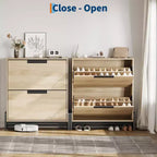 Shoe Storage Cabinet with Flip Drawers,Entryway Shoe Organizer with Drawer,Freestanding Hidden Narrow Shoe Rack Cabinet for Entryway,Hallway