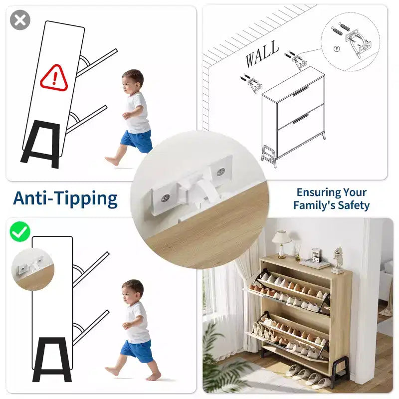 Shoe Storage Cabinet with Flip Drawers,Entryway Shoe Organizer with Drawer,Freestanding Hidden Narrow Shoe Rack Cabinet for Entryway,Hallway