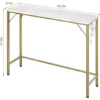 39.4 Modern Console Table with Built-in Charging Station, Slim Top & Metal Legs, Entryway, Hallway & Behind Sofa Table for Living Room, Apartment