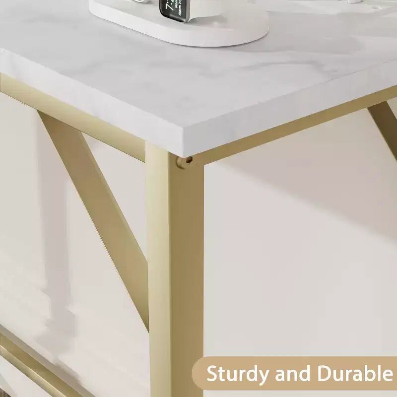 39.4 Modern Console Table with Built-in Charging Station, Slim Top & Metal Legs, Entryway, Hallway & Behind Sofa Table for Living Room, Apartment