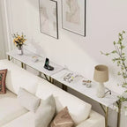 39.4 Modern Console Table with Built-in Charging Station, Slim Top & Metal Legs, Entryway, Hallway & Behind Sofa Table for Living Room, Apartment