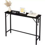 39.4 Modern Console Table with Built-in Charging Station, Slim Top & Metal Legs, Entryway, Hallway & Behind Sofa Table for Living Room, Apartment