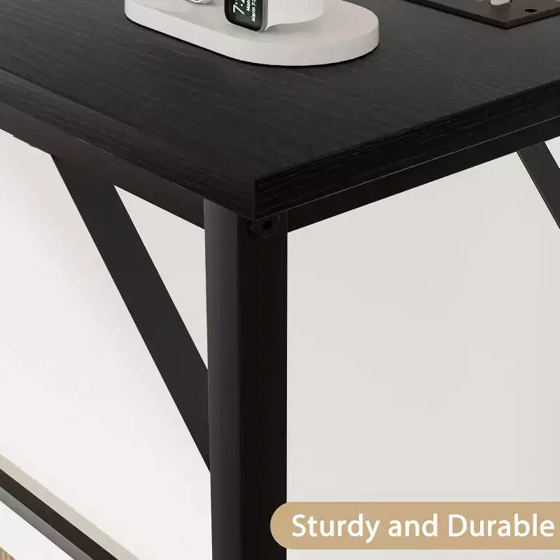 39.4 Modern Console Table with Built-in Charging Station, Slim Top & Metal Legs, Entryway, Hallway & Behind Sofa Table for Living Room, Apartment