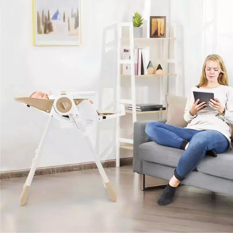 Foldable Baby High Chair with Adjustable Height, 5 Recline Positions & Removable Double Tray - Easy Clean, Space-Saving Infant Highchair for Toddlers