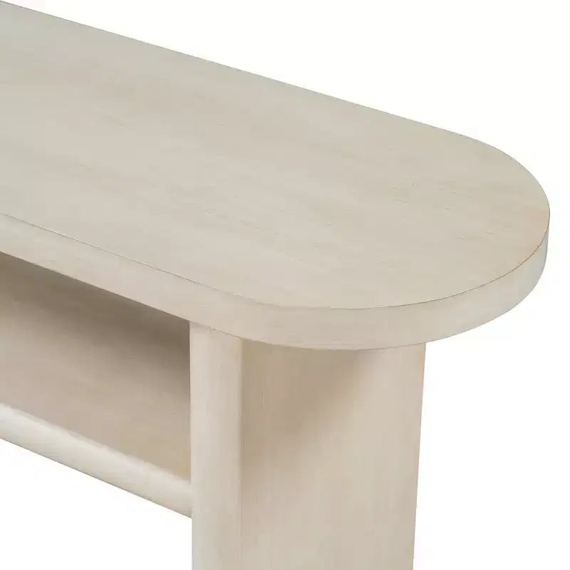 Elegant Minimalist Console Table with Rounded Edges and Sturdy Shelf Design for Living Room Gray Wash
