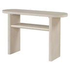 Elegant Minimalist Console Table with Rounded Edges and Sturdy Shelf Design for Living Room Gray Wash