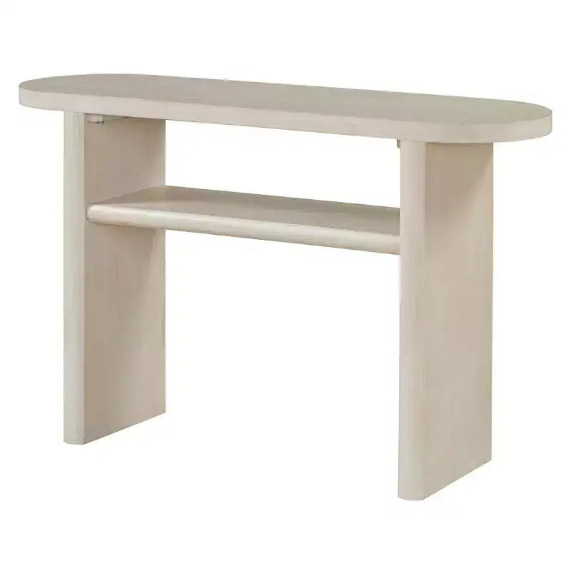 Elegant Minimalist Console Table with Rounded Edges and Sturdy Shelf Design for Living Room Gray Wash