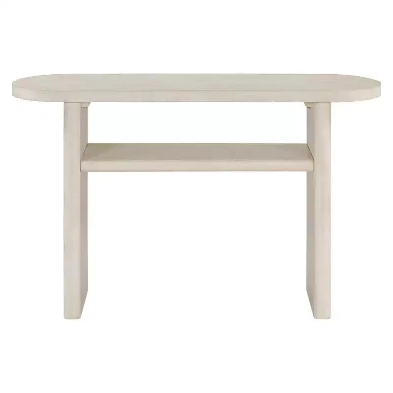 Elegant Minimalist Console Table with Rounded Edges and Sturdy Shelf Design for Living Room Gray Wash