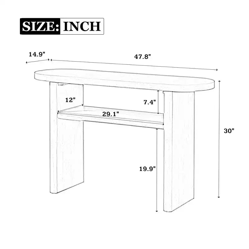 Elegant Minimalist Console Table with Rounded Edges and Sturdy Shelf Design for Living Room Gray Wash