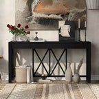 Modern Crisscross Console Table with 4 Spacious Drawers