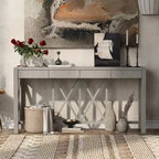 Modern Crisscross Console Table with 4 Spacious Drawers