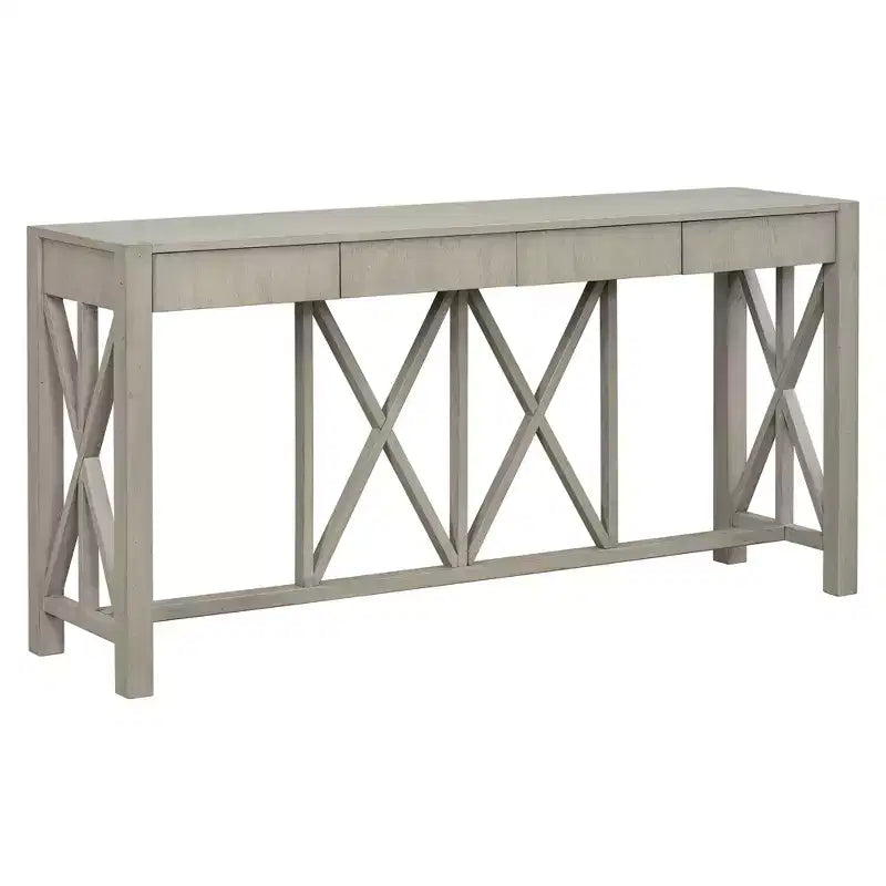 Modern Crisscross Console Table with 4 Spacious Drawers