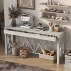 Modern Crisscross Console Table with 4 Spacious Drawers