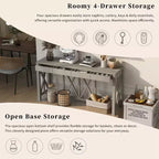 Modern Crisscross Console Table with 4 Spacious Drawers