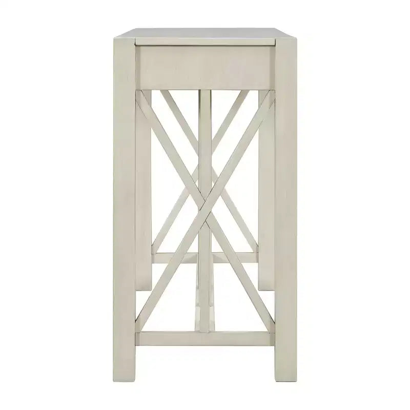 Modern Crisscross Console Table with 4 Spacious Drawers