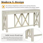 Modern Crisscross Console Table with 4 Spacious Drawers