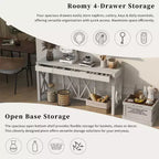 Modern Crisscross Console Table with 4 Spacious Drawers
