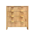 4 Drawer Dressers for Bedroom, Fluted Tall Dresser, Bedroom Chest of Drawers, Mid Century Modern Dresser for Bedroom Living Room Hallway Closet, Oak
