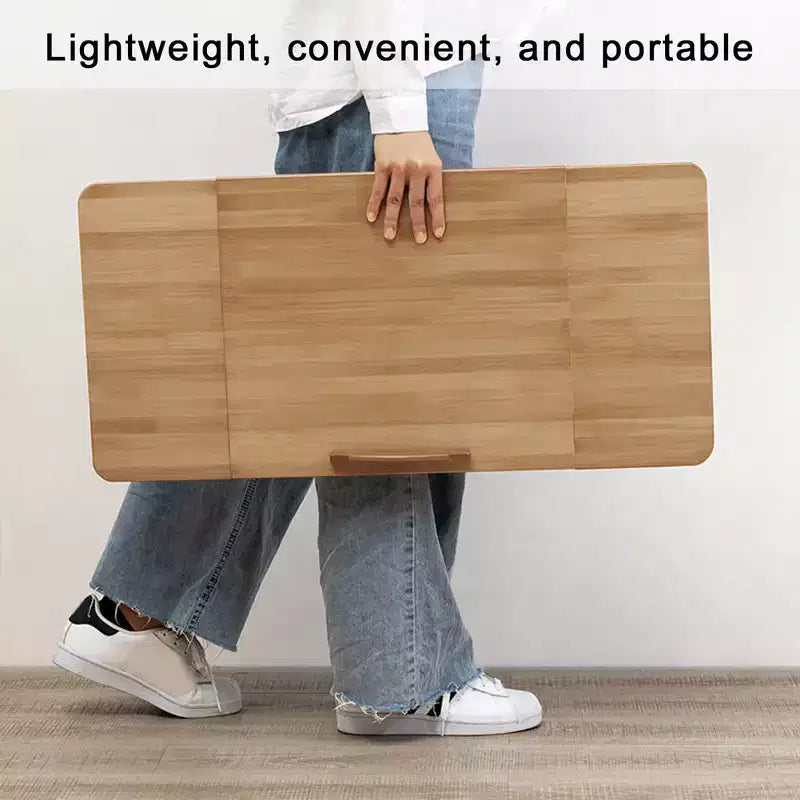 Laptop Desk for Bed, Bamboo Lap Desk, Adjustable Height Angle, Foldable Tray for Sofa Couch Floor for Working Drawing Reading Eating