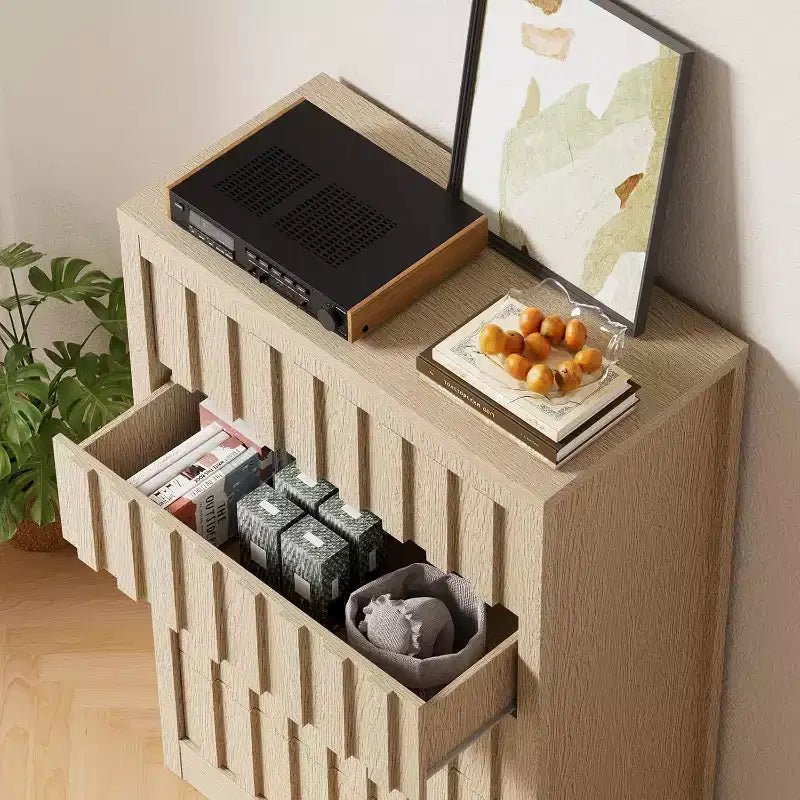 Tall Fluted 5-Drawer Dresser - Handleless Design with Deep Storage for Bedroom & Living Room