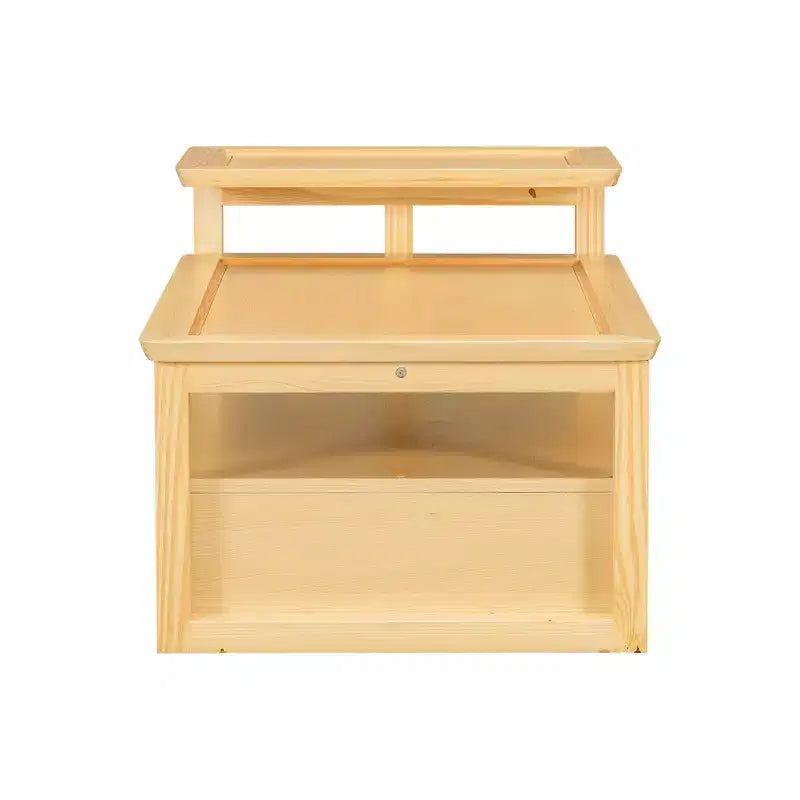 Modern Coffee Table with Storage Shelf, Double-layer Tabletops & Rattan Drawer for Living Room