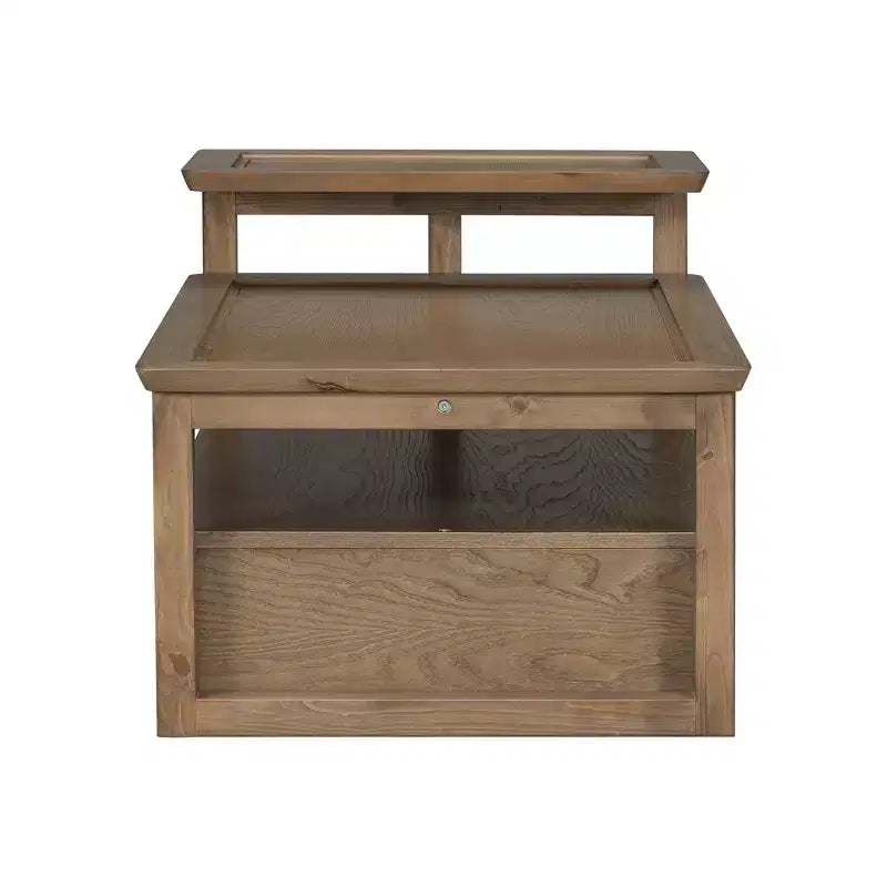 Modern Coffee Table with Storage Shelf, Double-layer Tabletops & Rattan Drawer for Living Room
