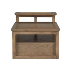 Modern Coffee Table with Storage Shelf, Double-layer Tabletops & Rattan Drawer for Living Room