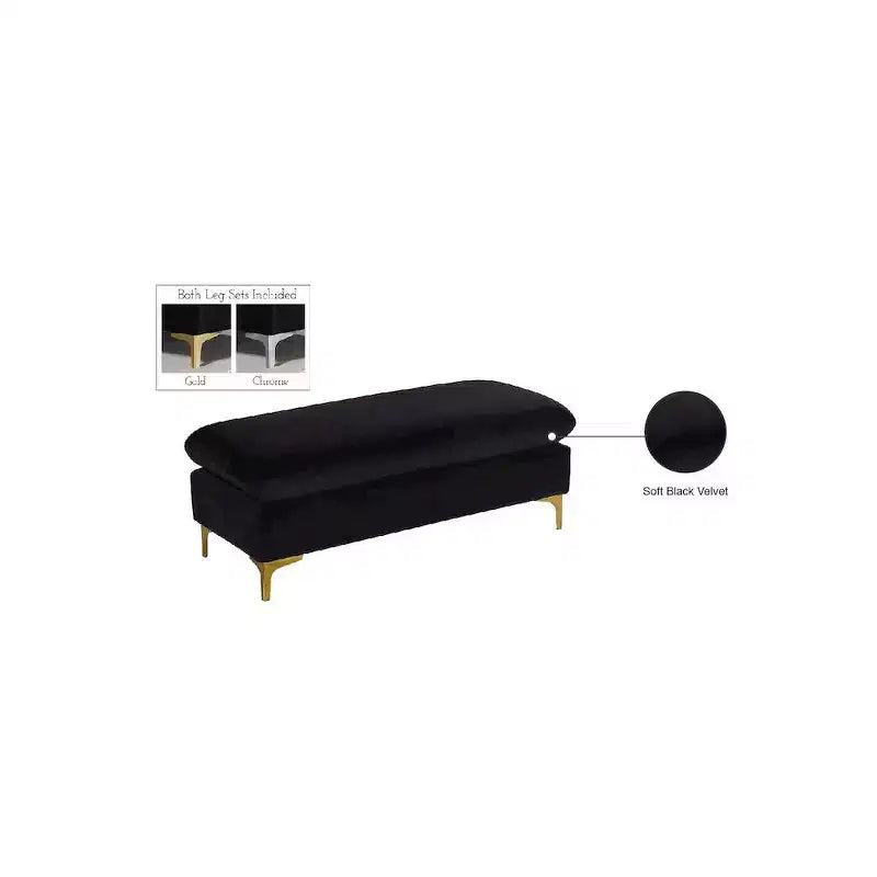 Black Velvet Ottoman