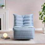 61'' Modern Lounge Chair with Side Pocket, 220lbs Load Capacity, Velvet Lazy Chair Lake Blue