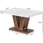 Farmhouse Large Rectangular Dining Table with Sturdy Pedestal Base,Minimalist Kitchen Dinner Table for Dining Room,Breakfast Nook