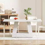 Farmhouse Large Rectangular Dining Table with Sturdy Pedestal Base,Minimalist Kitchen Dinner Table for Dining Room,Breakfast Nook