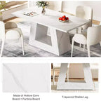 Farmhouse Large Rectangular Dining Table with Sturdy Pedestal Base,Minimalist Kitchen Dinner Table for Dining Room,Breakfast Nook