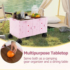 Large Foldable Utility Cart with 2-Tier Storage Crates 5 Rotate Wheels Metal Black/Pink/White