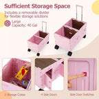 Large Foldable Utility Cart with 2-Tier Storage Crates 5 Rotate Wheels Metal Black/Pink/White