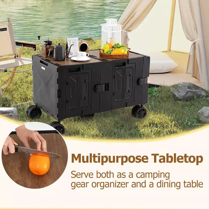 Large Foldable Utility Cart with 2-Tier Storage Crates 5 Rotate Wheels Metal Black/Pink/White